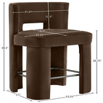 Zuno Velvet Performance Fabric Upholstered Counter Stool in Brown