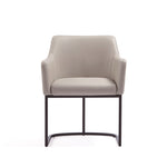Serena Vegan Leather Metal Armchair in Light Gray