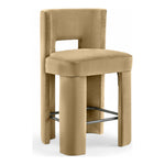 Zuno Velvet Performance Fabric Upholstered Counter Stool in Camel