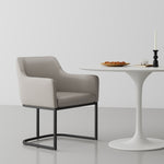 Serena Vegan Leather Metal Armchair in Light Gray