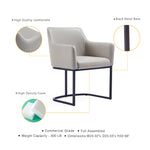 Serena Vegan Leather Metal Armchair in Light Gray