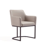 Serena Vegan Leather Metal Armchair in Light Gray