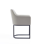 Serena Vegan Leather Metal Armchair in Light Gray