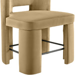 Zuno Velvet Performance Fabric Upholstered Counter Stool in Camel