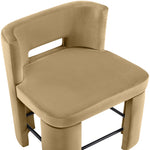 Zuno Velvet Performance Fabric Upholstered Counter Stool in Camel