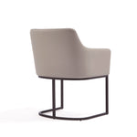 Serena Vegan Leather Metal Armchair in Light Gray