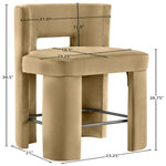 Zuno Velvet Performance Fabric Upholstered Counter Stool in Camel