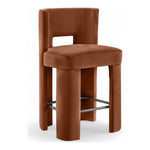 Zuno Velvet Performance Fabric Upholstered Counter Stool in Cognac