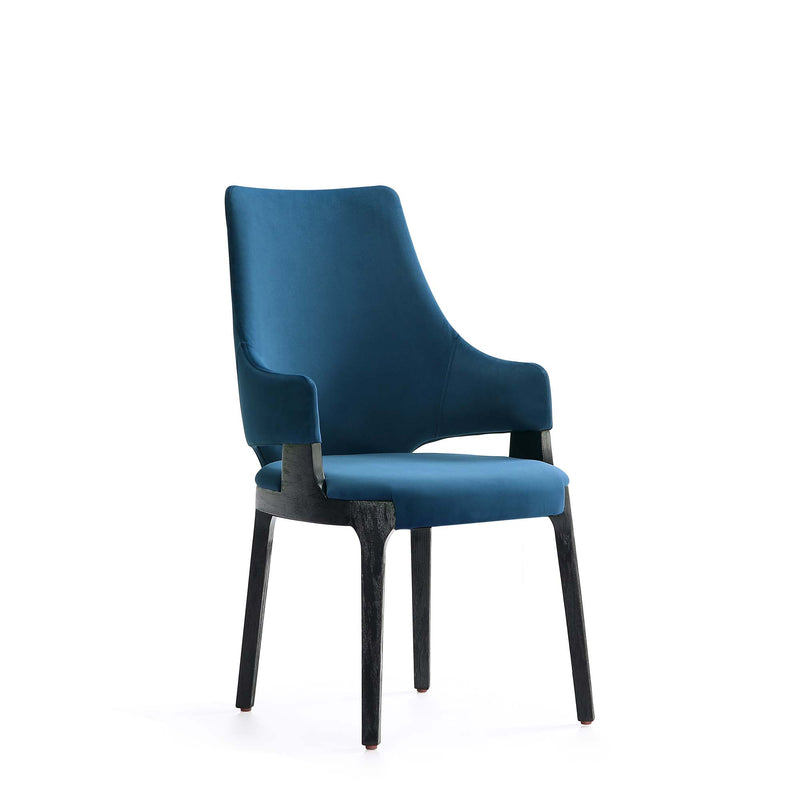 Kara Wood Upholstered Dining Chair in Blue