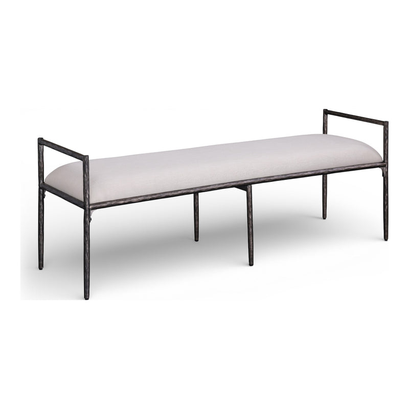 Axis Linen Textured Fabric Upholstered Bench in Beige