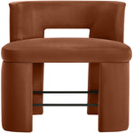 Zuno Velvet Performance Fabric Upholstered Counter Stool in Cognac