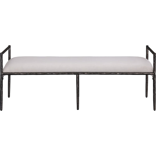 Axis Linen Textured Fabric Upholstered Bench in Beige