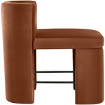 Zuno Velvet Performance Fabric Upholstered Counter Stool in Cognac