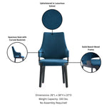 Kara Wood Upholstered Dining Chair in Blue