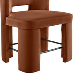 Zuno Velvet Performance Fabric Upholstered Counter Stool in Cognac