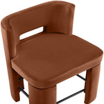 Zuno Velvet Performance Fabric Upholstered Counter Stool in Cognac