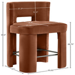 Zuno Velvet Performance Fabric Upholstered Counter Stool in Cognac