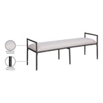 Axis Linen Textured Fabric Upholstered Bench in Beige