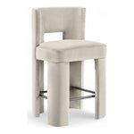 Zuno Velvet Performance Fabric Upholstered Counter Stool in Cream