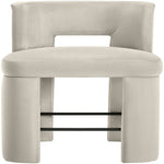 Zuno Velvet Performance Fabric Upholstered Counter Stool in Cream