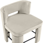 Zuno Velvet Performance Fabric Upholstered Counter Stool in Cream