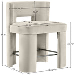 Zuno Velvet Performance Fabric Upholstered Counter Stool in Cream
