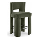 Zuno Velvet Performance Fabric Upholstered Counter Stool in Green