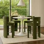 Zuno Velvet Performance Fabric Upholstered Counter Stool in Green