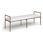 Axis Linen Textured Fabric Upholstered Bench in Cream