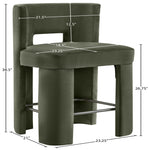 Zuno Velvet Performance Fabric Upholstered Counter Stool in Green