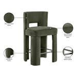 Zuno Velvet Performance Fabric Upholstered Counter Stool in Green
