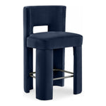 Zuno Velvet Performance Fabric Upholstered Counter Stool in Navy