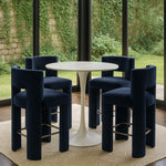 Zuno Velvet Performance Fabric Upholstered Counter Stool in Navy