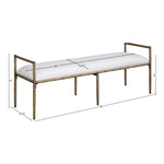 Axis Linen Textured Fabric Upholstered Bench in Cream