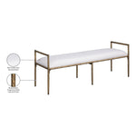 Axis Linen Textured Fabric Upholstered Bench in Cream