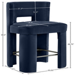 Zuno Velvet Performance Fabric Upholstered Counter Stool in Navy
