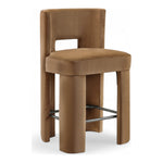 Zuno Velvet Performance Fabric Upholstered Counter Stool in Saddle