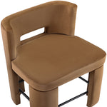 Zuno Velvet Performance Fabric Upholstered Counter Stool in Saddle