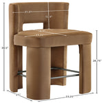 Zuno Velvet Performance Fabric Upholstered Counter Stool in Saddle