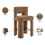 Zuno Velvet Performance Fabric Upholstered Counter Stool in Saddle