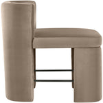 Zuno Velvet Performance Fabric Upholstered Counter Stool in Taupe