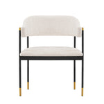 Lia Chenille Metal Armchair in Cream