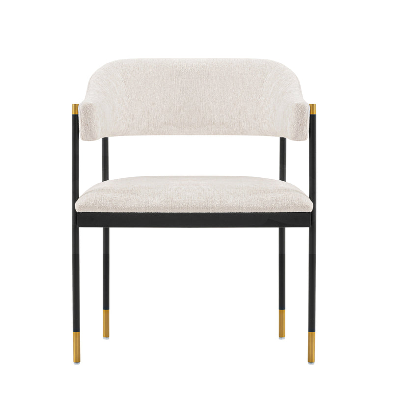 Lia Chenille Metal Armchair in Cream