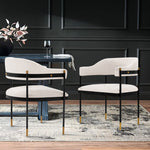 Lia Chenille Metal Armchair in Cream