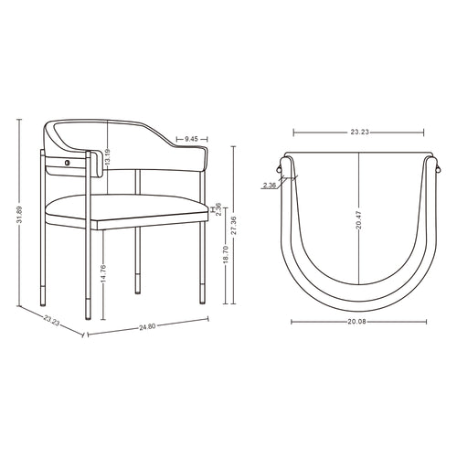 Lia Chenille Metal Armchair in Cream