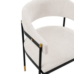 Lia Chenille Metal Armchair in Cream