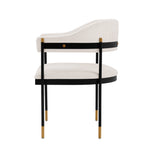 Lia Chenille Metal Armchair in Cream