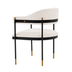 Lia Chenille Metal Armchair in Cream