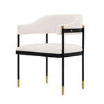 Lia Chenille Metal Armchair in Cream
