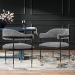 Lia Chenille Metal Armchair in Gray